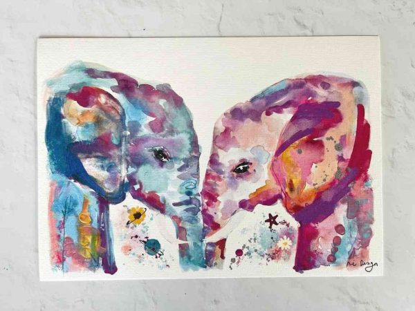 Lámina Decorativa Animales dos elefantes