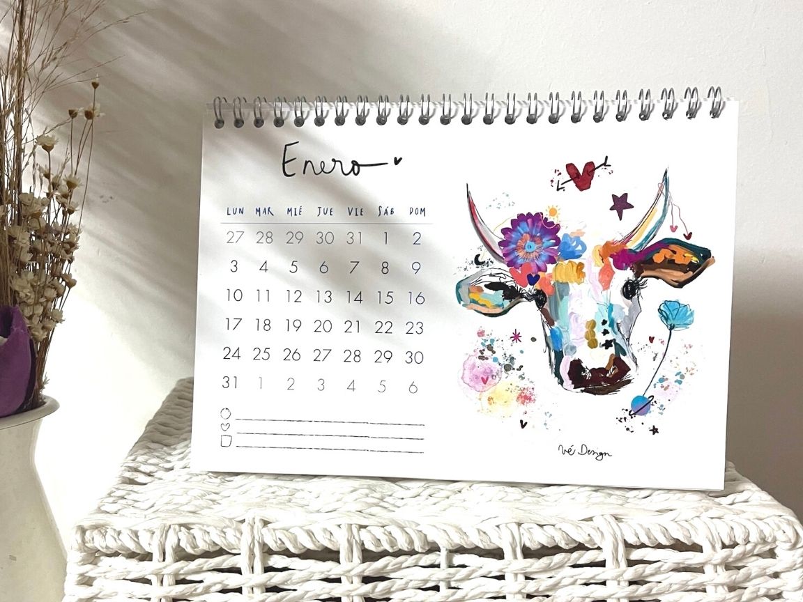 Calendario de mesa Brava y colorida