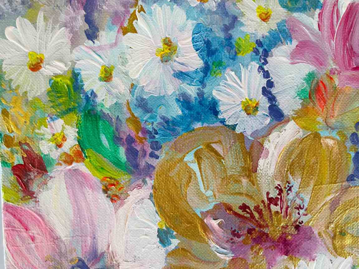 LIENZO CON FLORES 2 LIENZO CON FLORES - Imagen 2