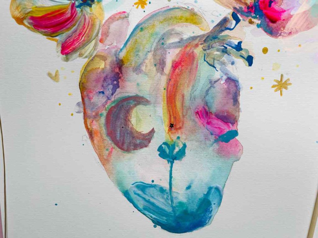 Cómo enmarcar acuarelas (consejitos breves) 20 CORAZÓN DE ACUARELA Y ACRÍLICO