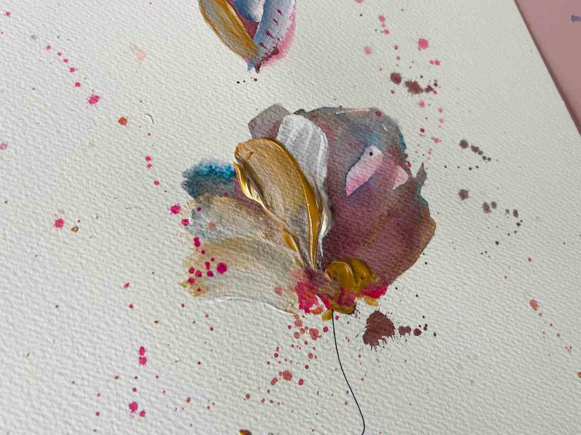 FLORES DE ACUARELA Y ACRÍLICO 3 flores en acuarela y acrílico