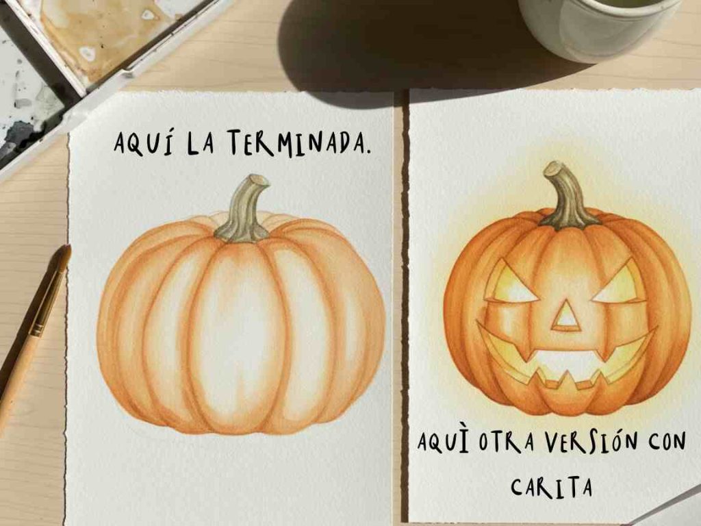Cómo pintar una calabaza de Halloween en acuarela: tutorial fácil en 4 pasos 4 Laminas FOTOS WEB 17